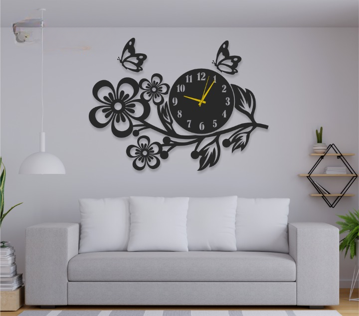 3d Wooden Flower Wall Clock Wall Decor For Home Wall