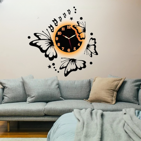 3d Butterfly Wall Clock | Wooden Wall Clock